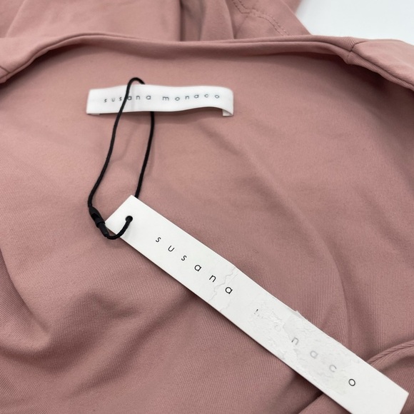 Susana Monaco V Neck Cut‎ Out Puff Sleeve Dress in Rose - Picture 4 of 5